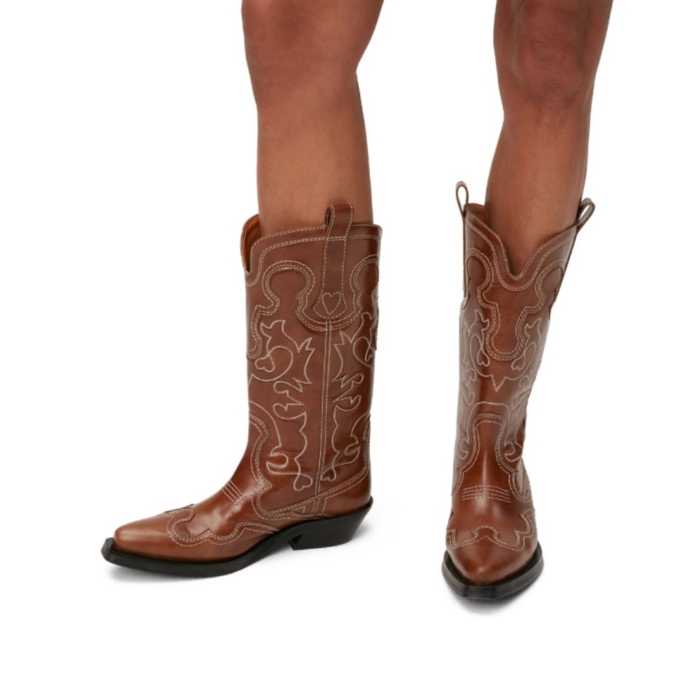 Ganni Cowboy Boot | Tiger's Eye NWT